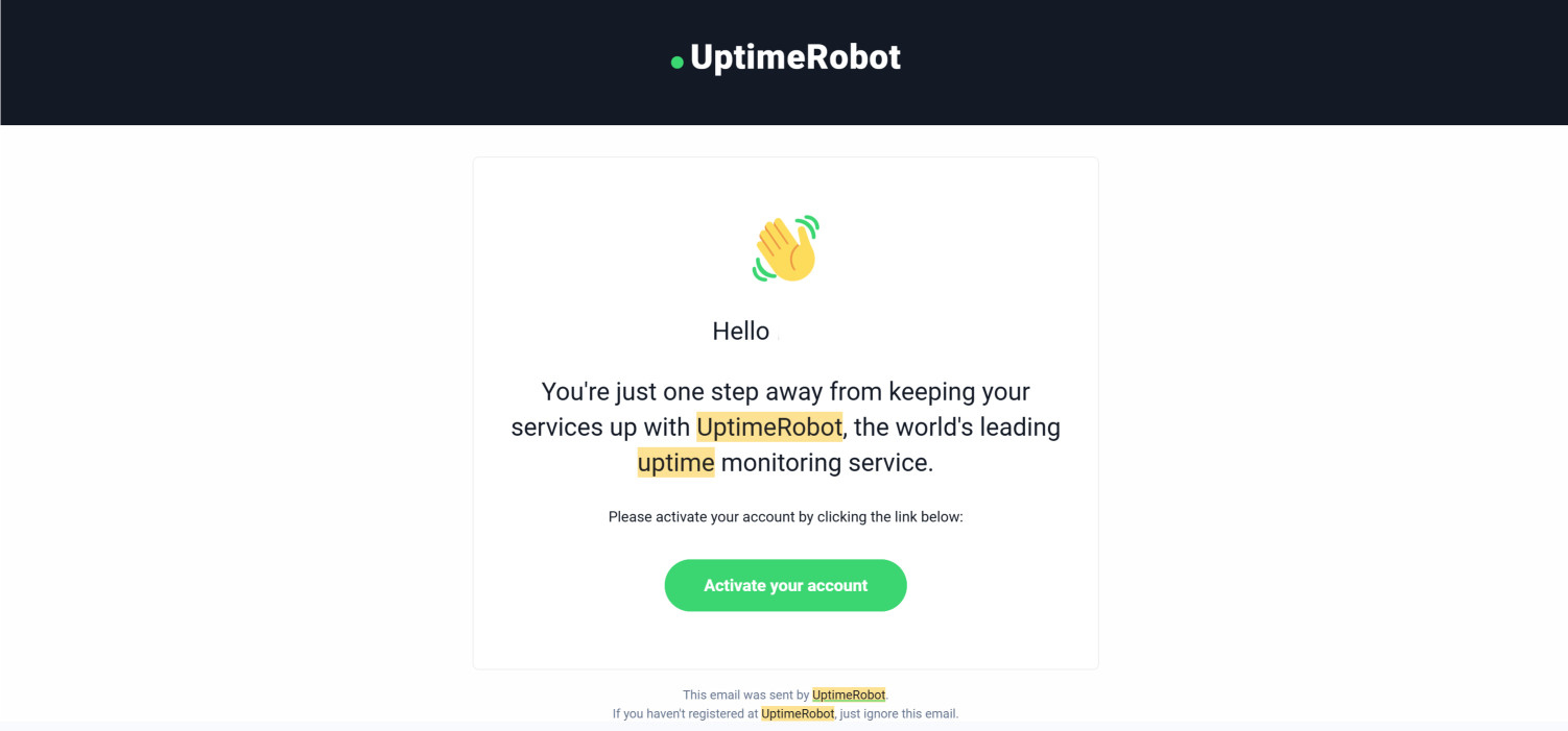 UptimeRobot信箱確認信