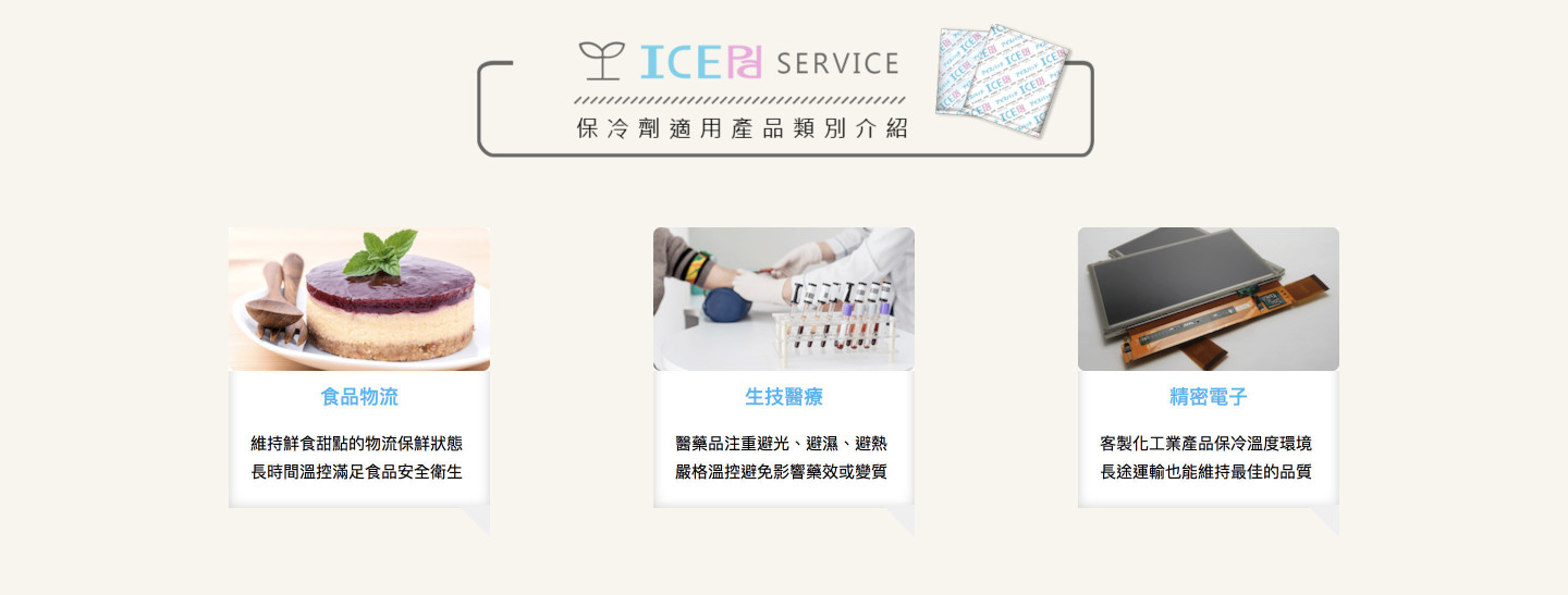SEO網頁設計成功案例-清海化學ICEPad保冷劑產品適用產業類別