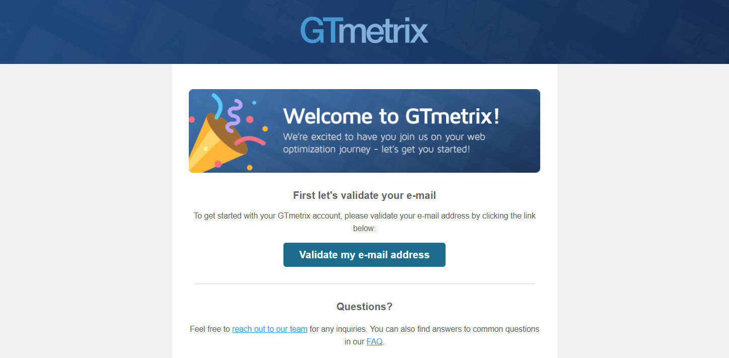 GTmetrix驗證信箱