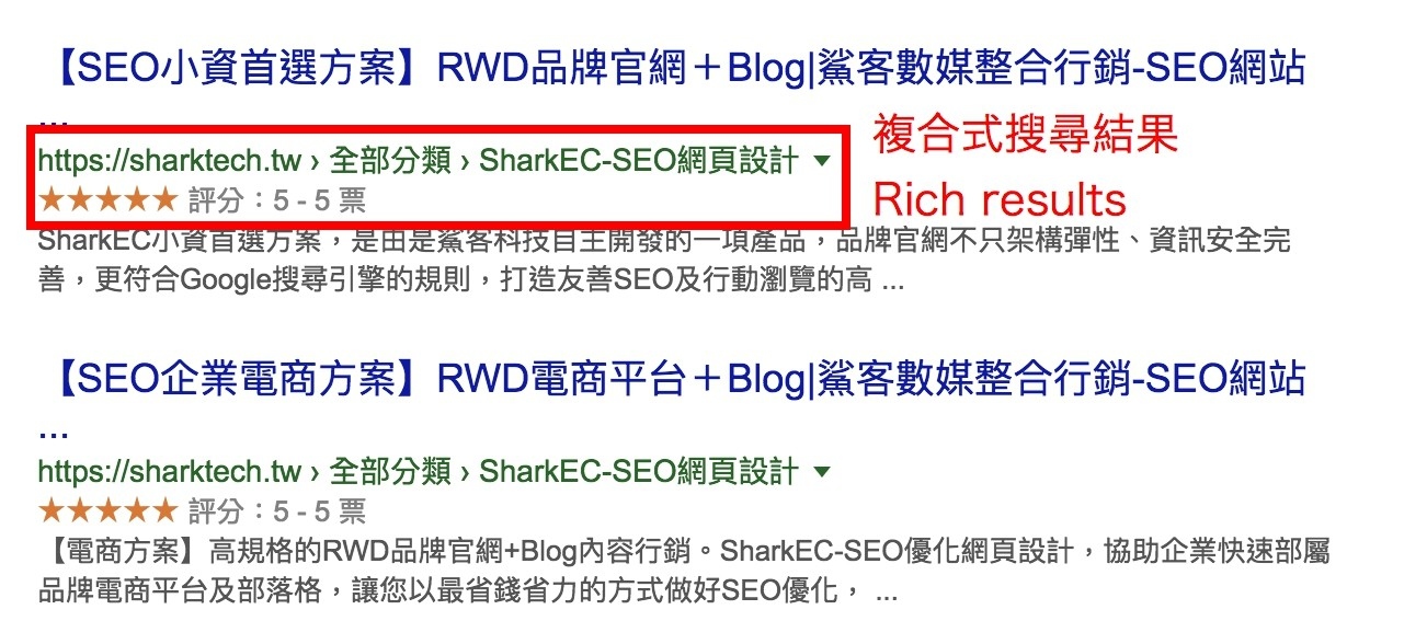 複合式搜尋結果Rich results結構化資料-鯊客科技